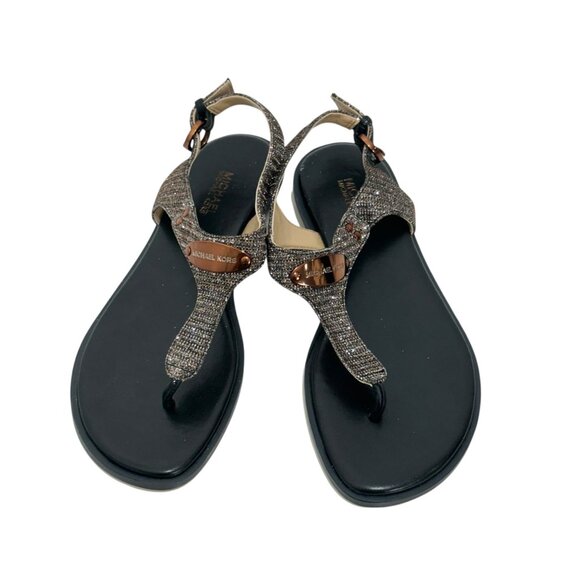 Michael Kors Plate Womens Copper/silver Shimmer Thong Sandals Size 6M- NWOT - Picture 8 of 11